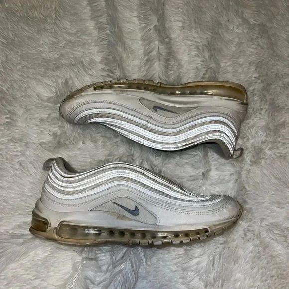 Nike Air Max 97 Size 8.5 White Sneakers Missing Laces - Picture 1 of 5